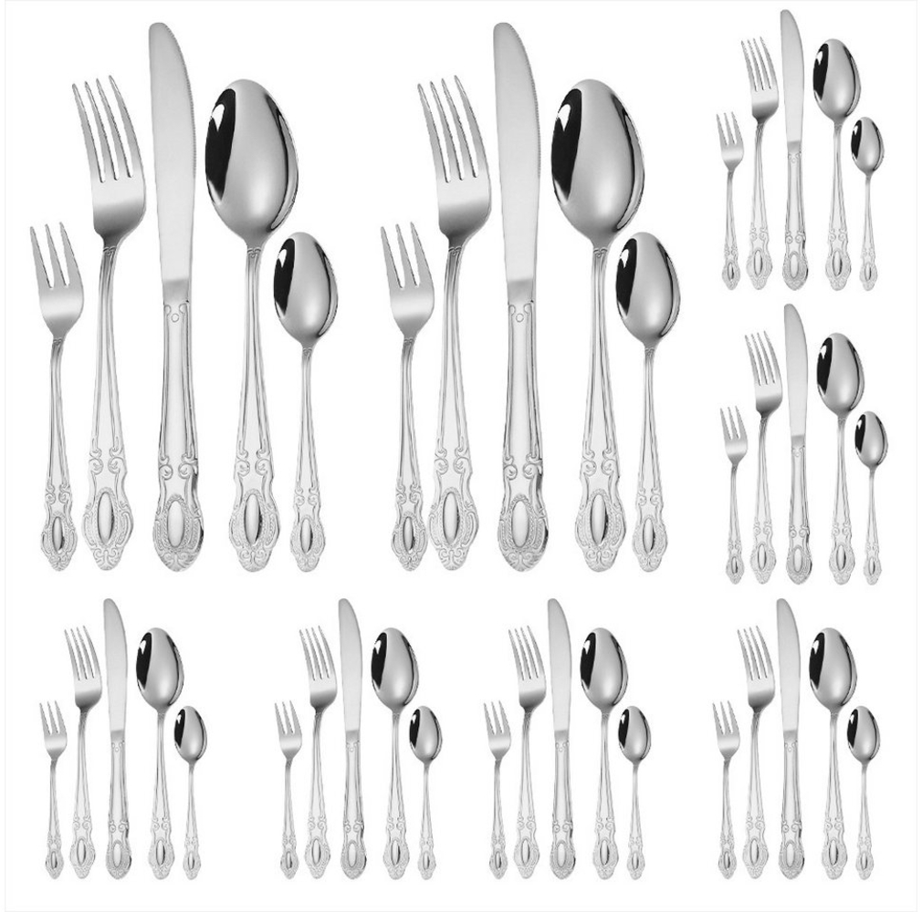 Home safety Besteck-Set 40teilig Elegant Besteck Set 8 Personen Luxury Royal poliert glänzend (40-tlg), 8 Personen, Edelstahl Bild 1