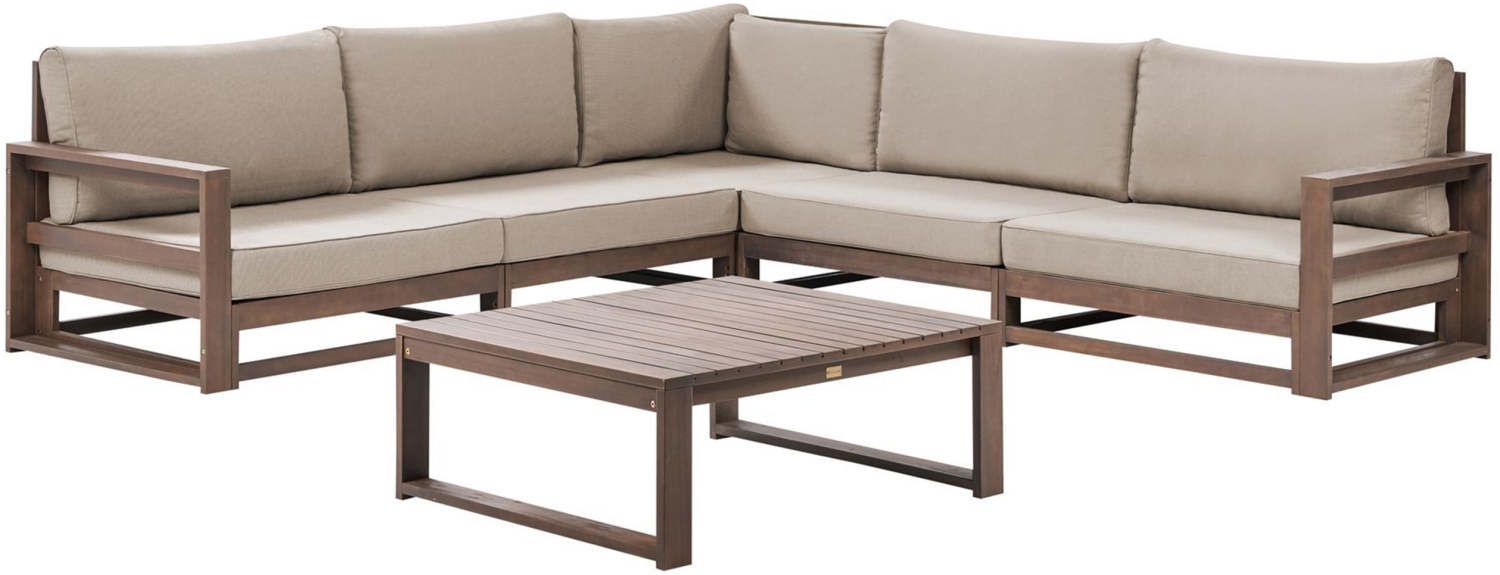 Ecksofa Lounge Set TIMOR Zertifiziertes Akazienholz Dunkler Holzfarbton Bild 1