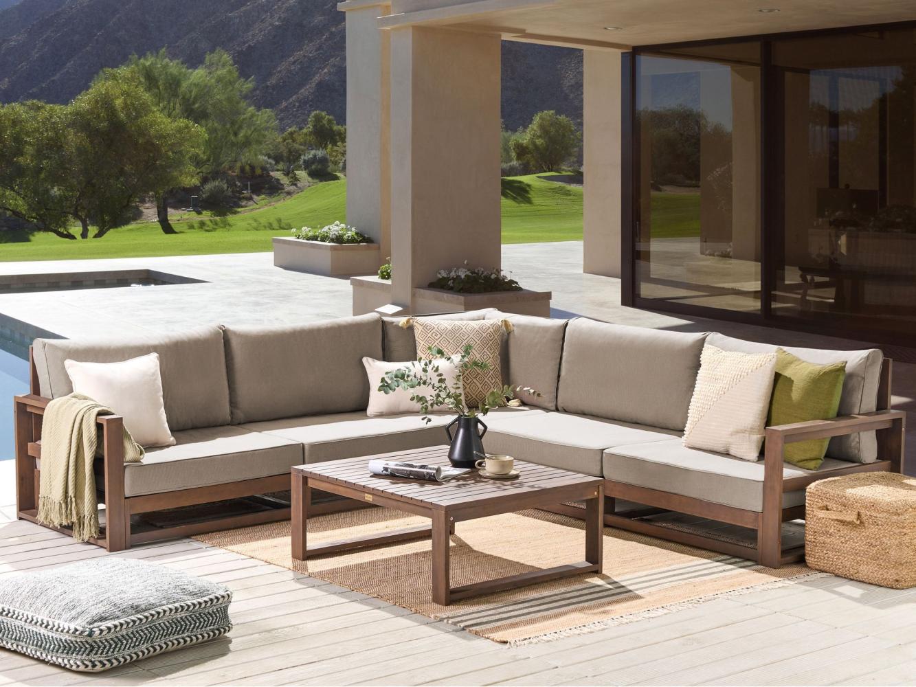 Beliani 'Timor' Lounge-Set, Zertifiziertes Akazienholz, Dunkler Holzfarbton Bild 1