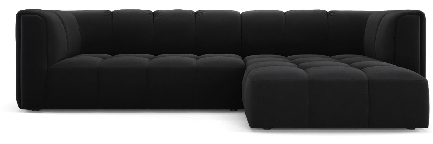 Micadoni Modulares Ecksofa Serena 3-Sitzer Rechts Samtstoff Schwarz Bild 1