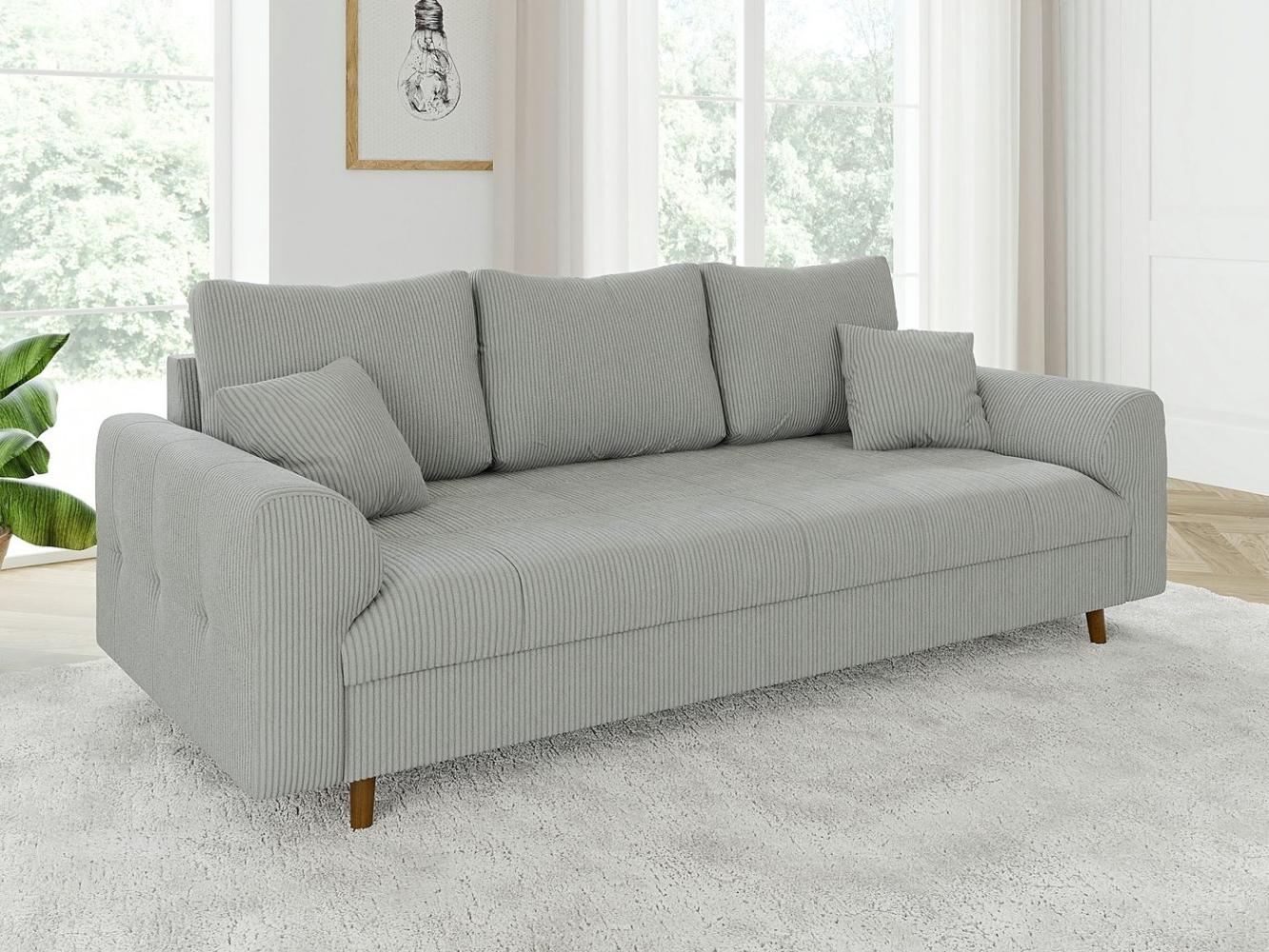 S-Style Möbel 3-Sitzer Sofa Zara mit Holzfüßen im skandinavischen Stil aus Cord-Stoff, mit Wellenfederung Bild 1