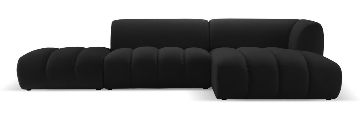 Micadoni Modulares Ecksofa offen Harry 5-Sitzer Rechts Samtstoff Schwarz Bild 1