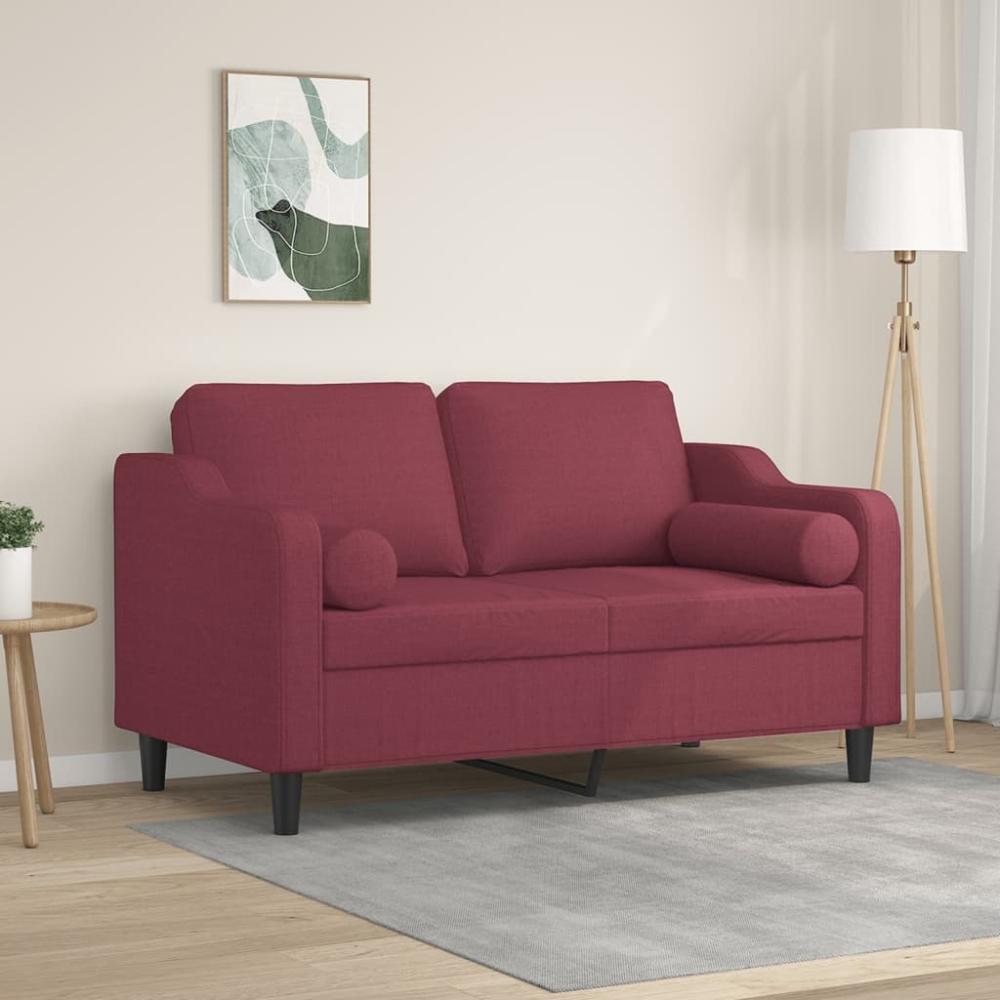 vidaXL 2-Sitzer-Sofa mit Zierkissen Weinrot 120 cm Stoff 3200843 Bild 1