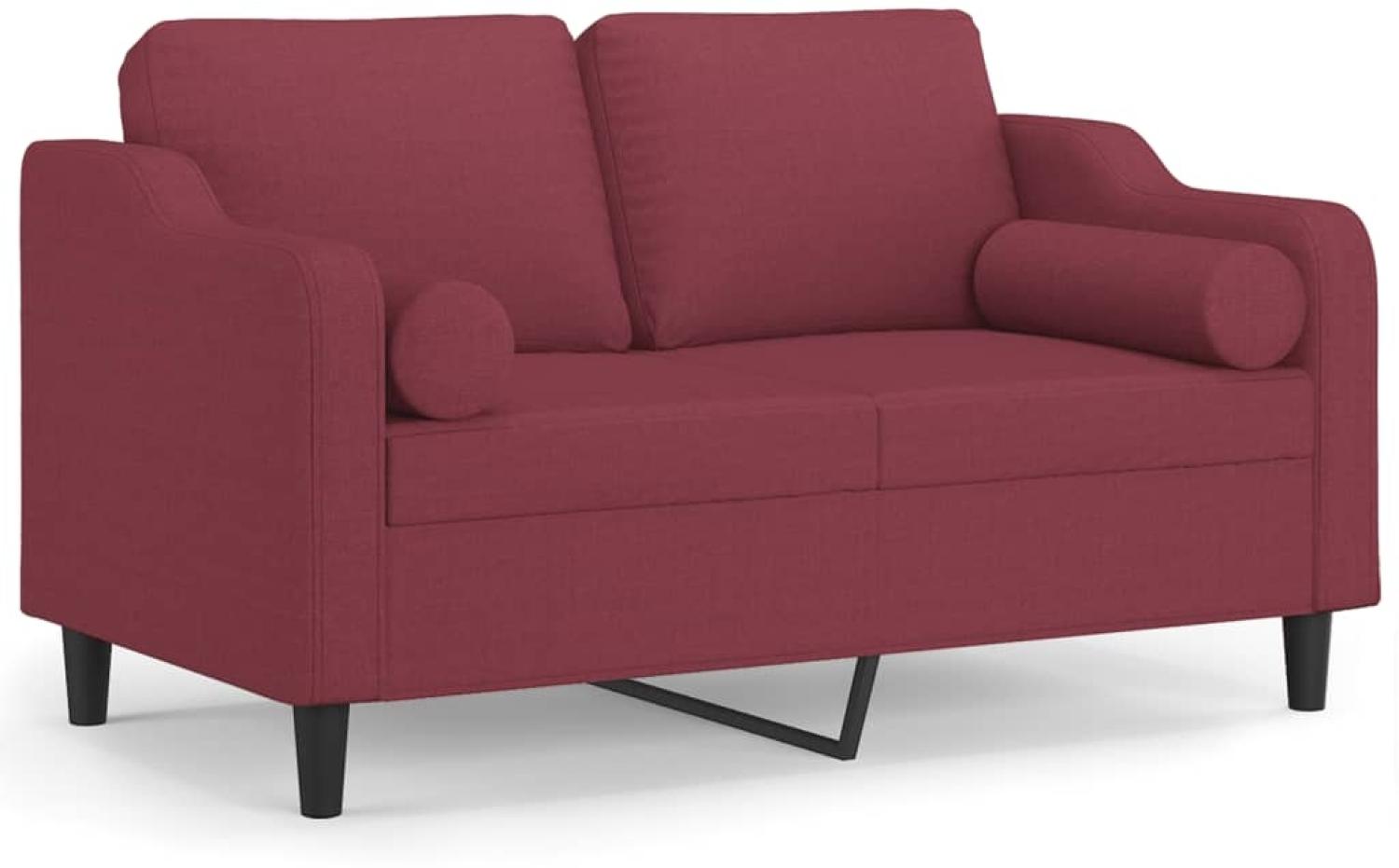 vidaXL 2-Sitzer-Sofa mit Zierkissen Weinrot 120 cm Stoff 3200843 Bild 1