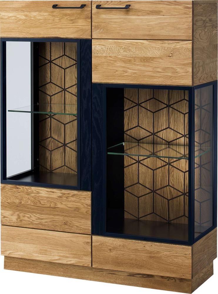 99rooms Marakesh Vitrine II Honig Eiche Schwarz Matt mit LED-Beleuchtung Bild 1