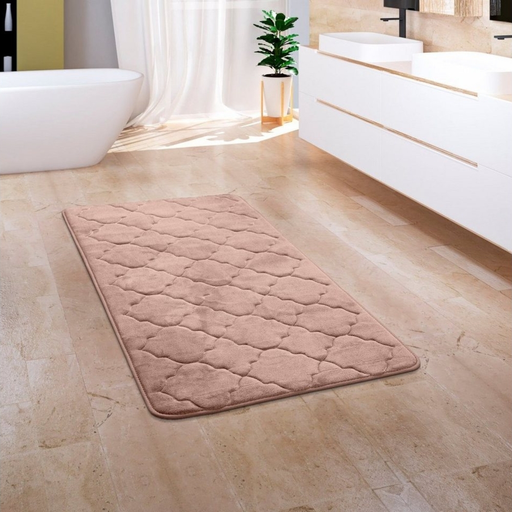 Paco Home Badematte Corby 251, Höhe 13 mm, rutschhemmend beschichtet, fußbodenheizungsgeeignet, Polyester, rechteckig, Badteppich, Ornamente, Hoch-Tief Effekt, Memory-Foam Effekt Bild 1