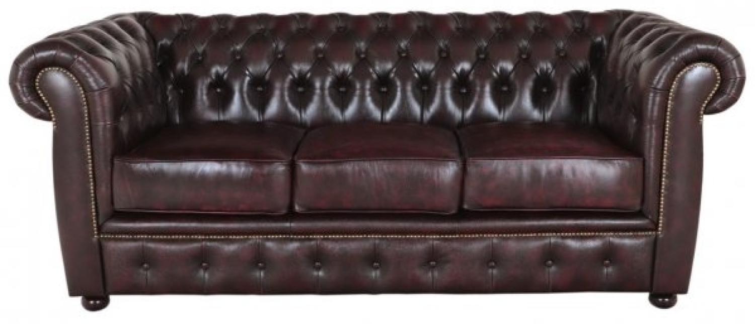 Dreisitzer-Sofa Chesterfield Liverpool aus echtem Rindsleder New Red Bild 1