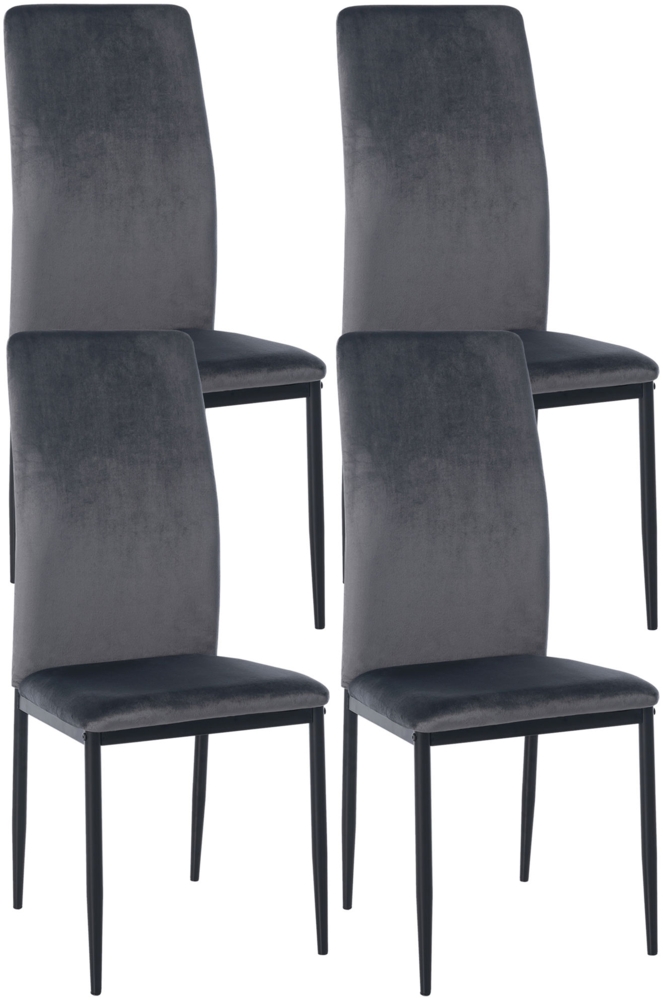 DELUKE® 4er Set Esszimmerstühle SAVINO Samt - 99x41,5x40cm, grau, Kunstleder Metall Gestell Stühle Esszimmerstühle Stuhl Esszimmer Esstisch Stühle Küchenstuhl Bild 1