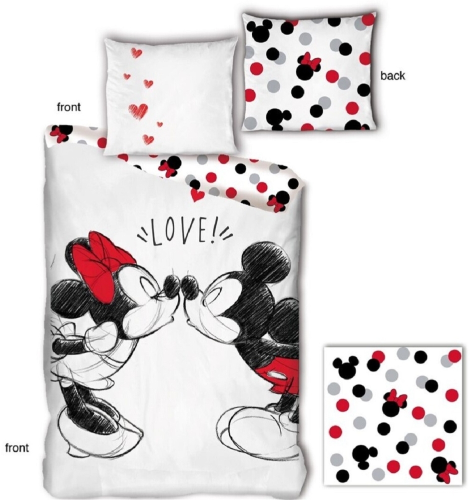 Disney Mickey & Minnie Bettwäsche-Set – 140x200 cm, Microfaser + 65x65 cm Kissenbezug aus Bio-Baumwolle Bild 1