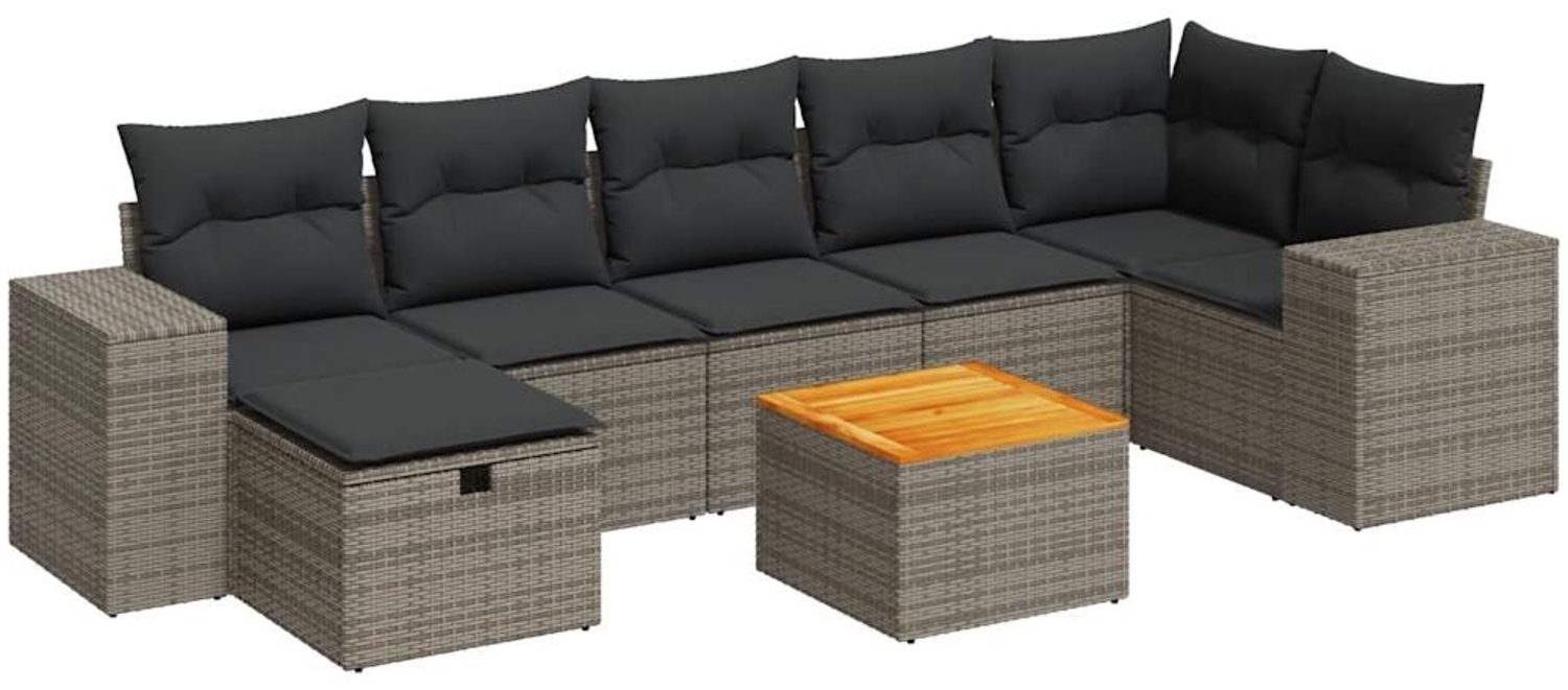 vidaXL 8-tlg. Garten-Sofagarnitur mit Kissen Grau Poly Rattan 3325882 Bild 1