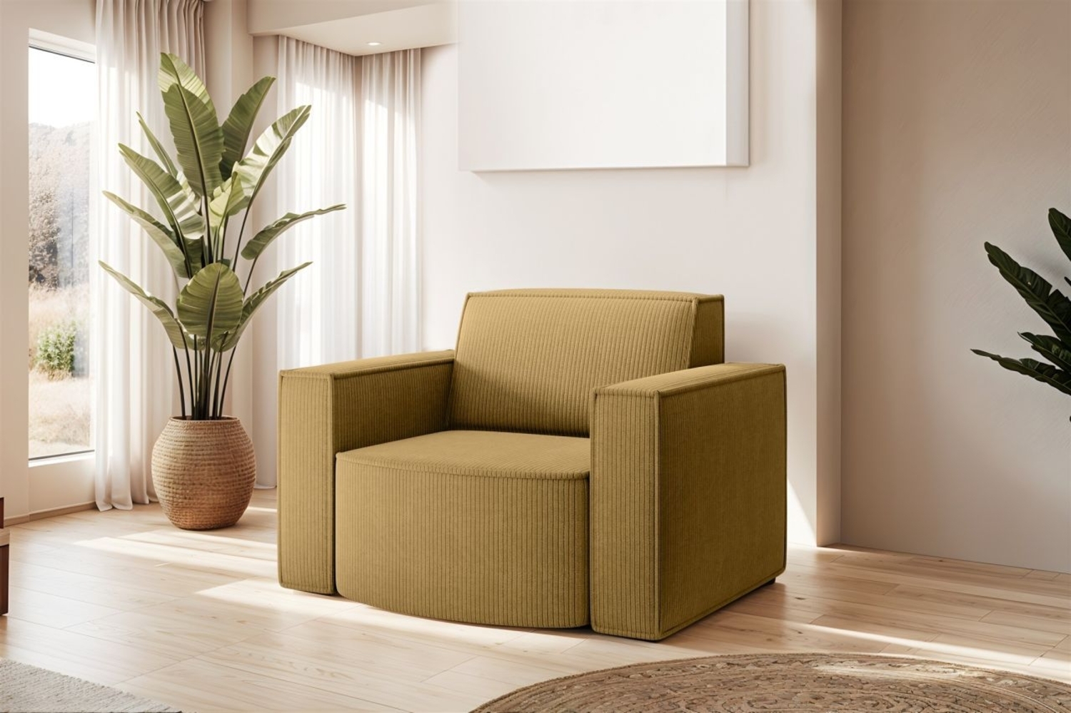 Sessel Designersessel PALMA in Stoff Scala Senfgelb Bild 1