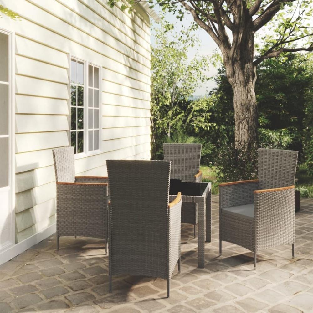 vidaXL 5-tlg. Garten-Essgruppe mit Kissen Poly Rattan Grau 3094934 Bild 1