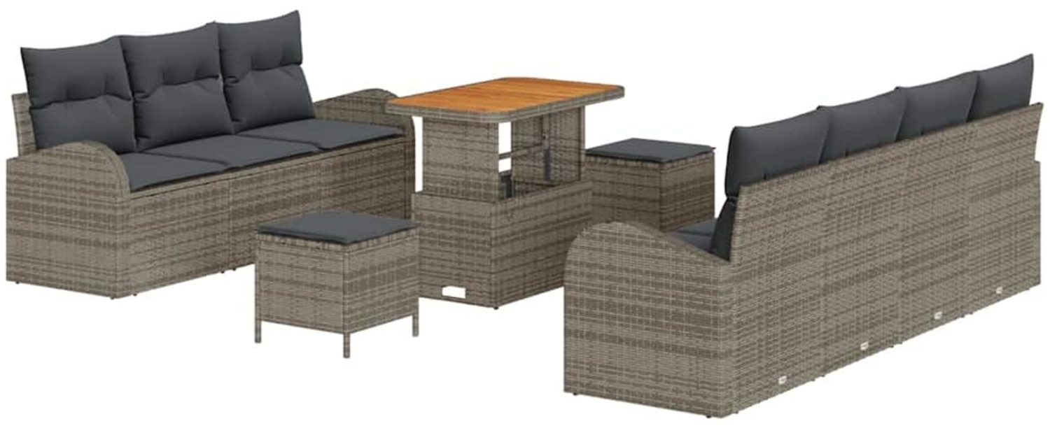 vidaXL Garten-Sofa-Set mit Kissen mit Speicher mit Kissen 10 pcs Grau 3364313 Bild 1