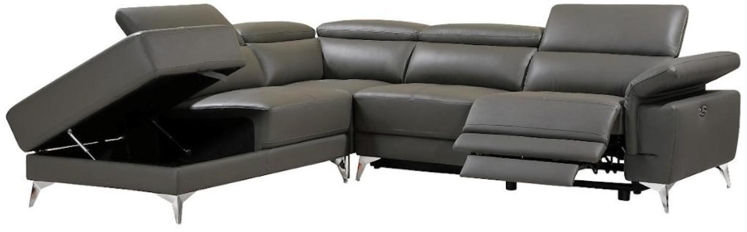 Vente-unique - Relaxsofa Ecksofa Leder elektrisch - Ecke Links - Anthrazit - PASCALINE Bild 1