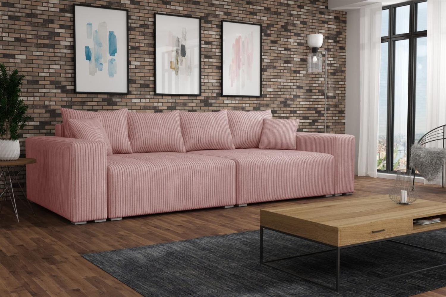 Big Sofa Couchgarnitur REGGIO Megasofa mit Schlaffunktion Stoff Poso Rose Bild 1