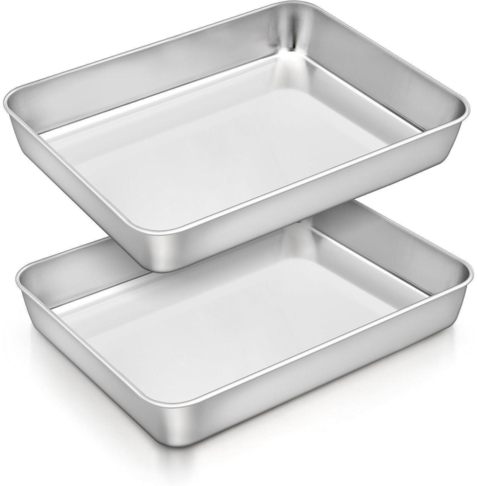 Homikit Edelstahl Backblech Set 26,5x20,5x4,7 cm 2er Rechteckig Auflaufform Bild 1