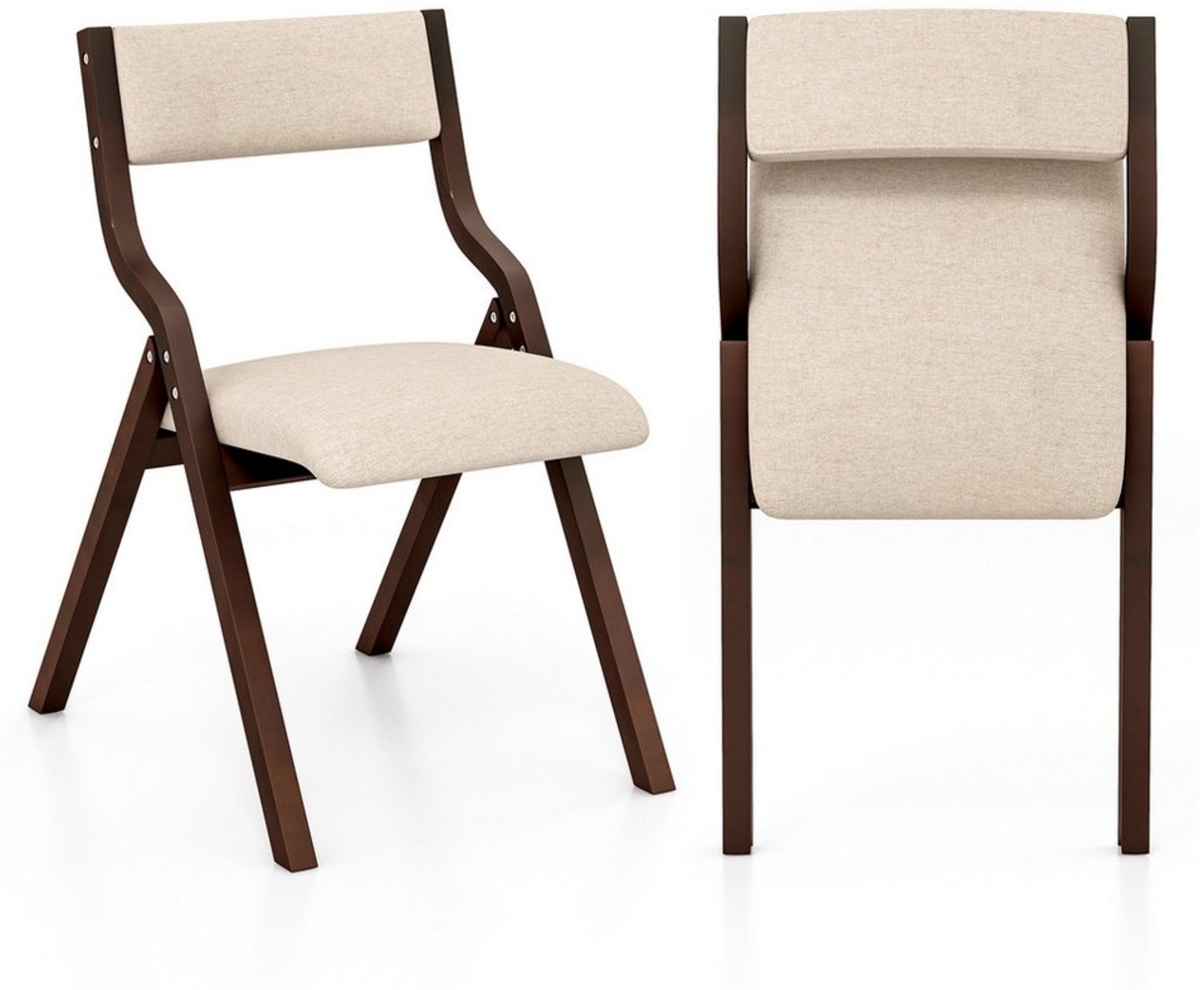 COSTWAY Klappstuhl (2er Set), Esszimmerstuhl klappbar, gepolstert Massivholz Bild 1