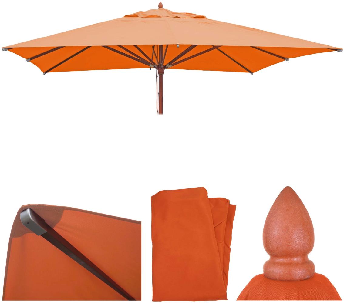 Ersatz-Bezug für Gastronomie Holz-Sonnenschirm HWC-C57, Sonnenschirmbezug, eckig 3x3m Polyester 3kg ~ terracotta Bild 1