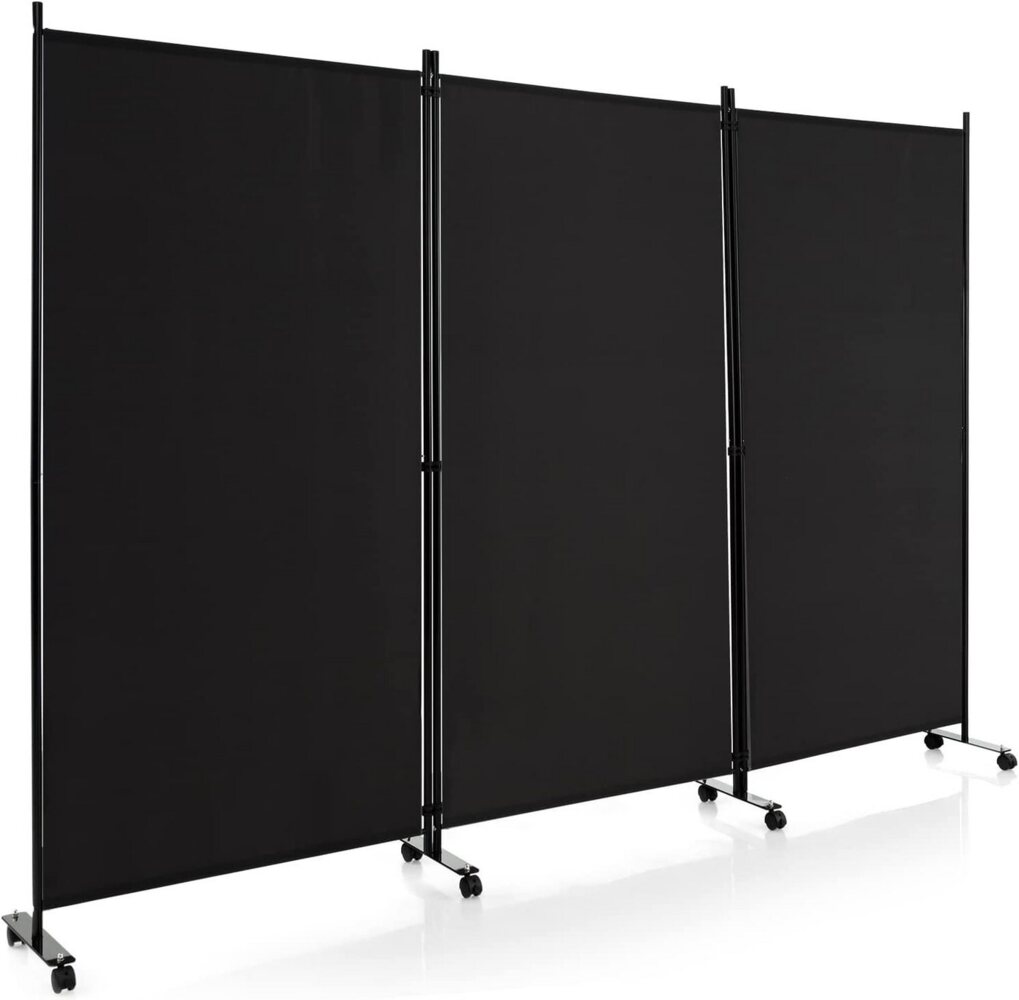 COSTWAY Paravent 3 tlg. auf Rollen, Klappbar, Metallrahmen, 262x180 cm Bild 1
