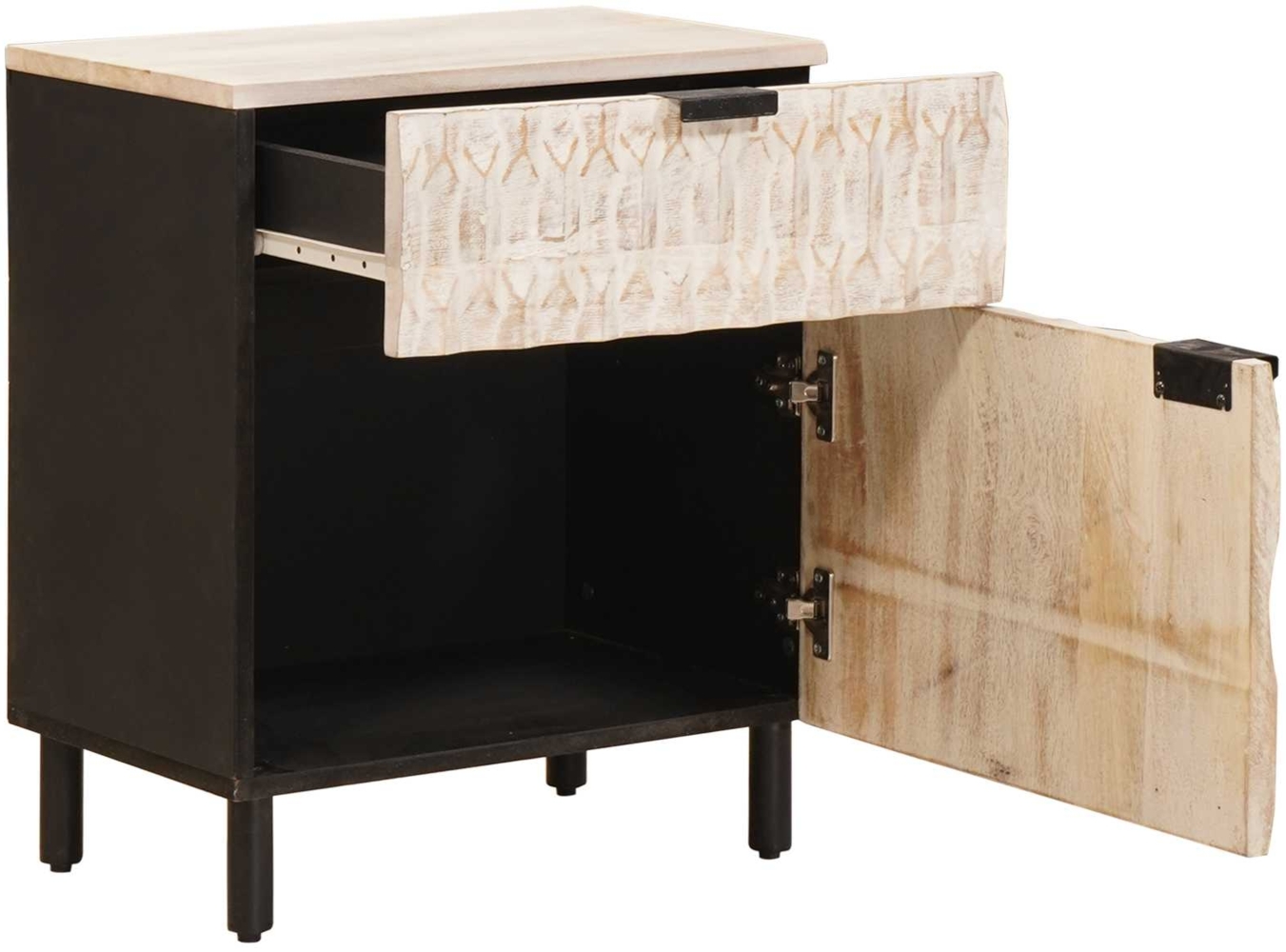 vidaXL Nachttisch mit Schubladen Weiß 50 x 33 x 60 cm Massivholz Mango 4017872 Bild 1