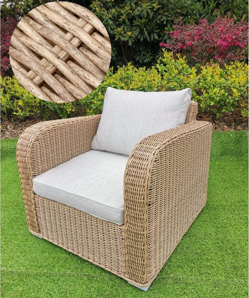 Lounge Sessel VITA in Natural rundes Polyrattan Armlehnsessel Gartenmöbel Bild 1