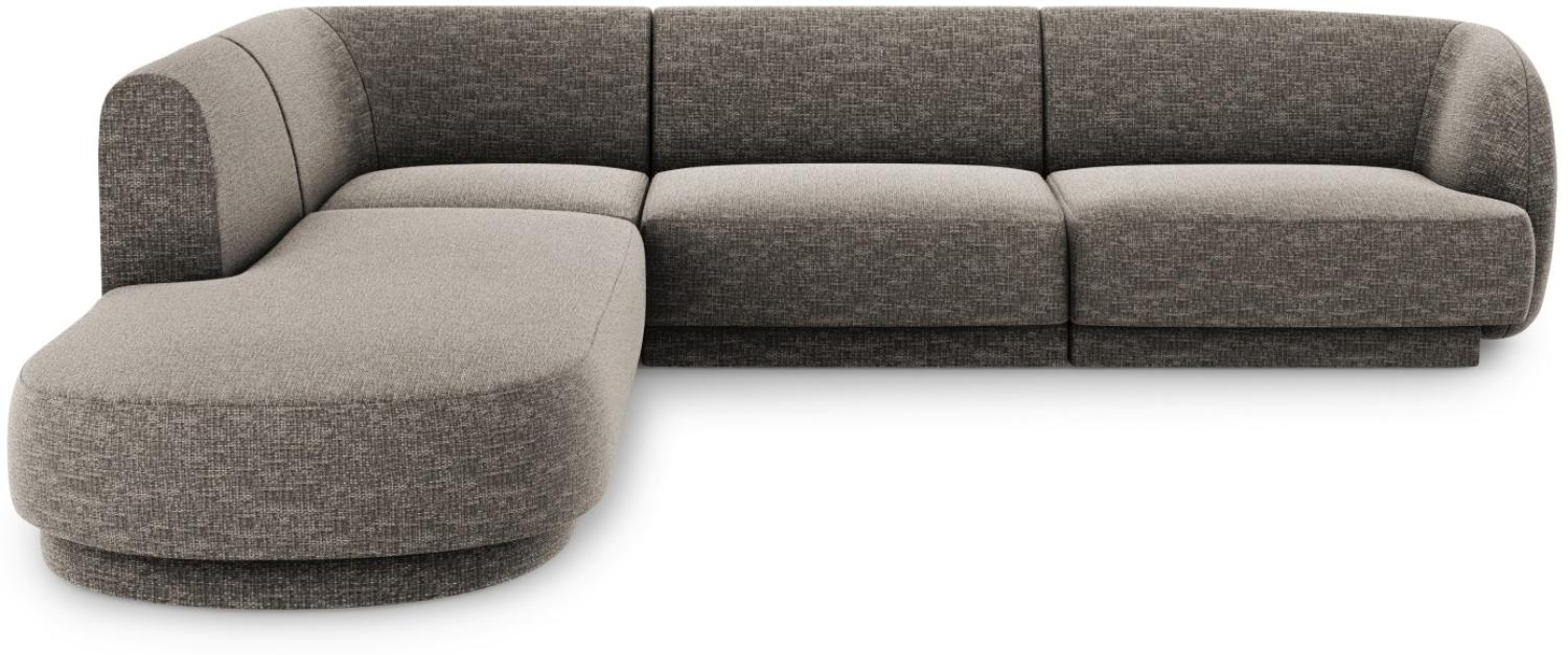 Micadoni 6-Sitzer Ecke links Sofa Miley | Beinfarbe Black Plastic, Grau, Chenille Bild 1