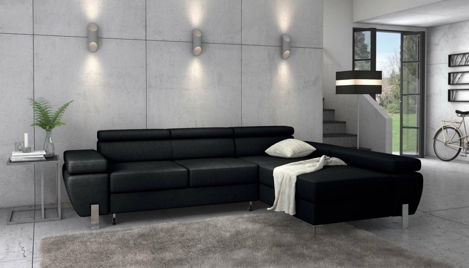 Stylefy Fressa Ecksofa Rechts Struktur Schwarz Bild 1