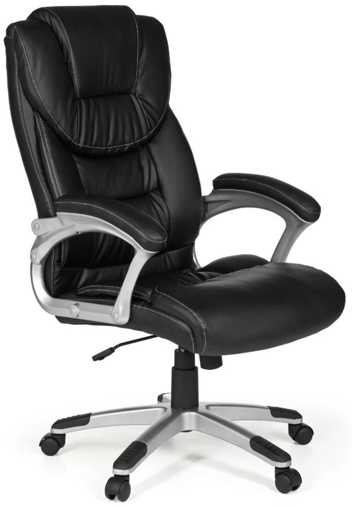 FineBuy Drehstuhl MADY Kunstleder ergonomisch mit Kopfstütze | Design Chefsessel, Schwarz Bild 1