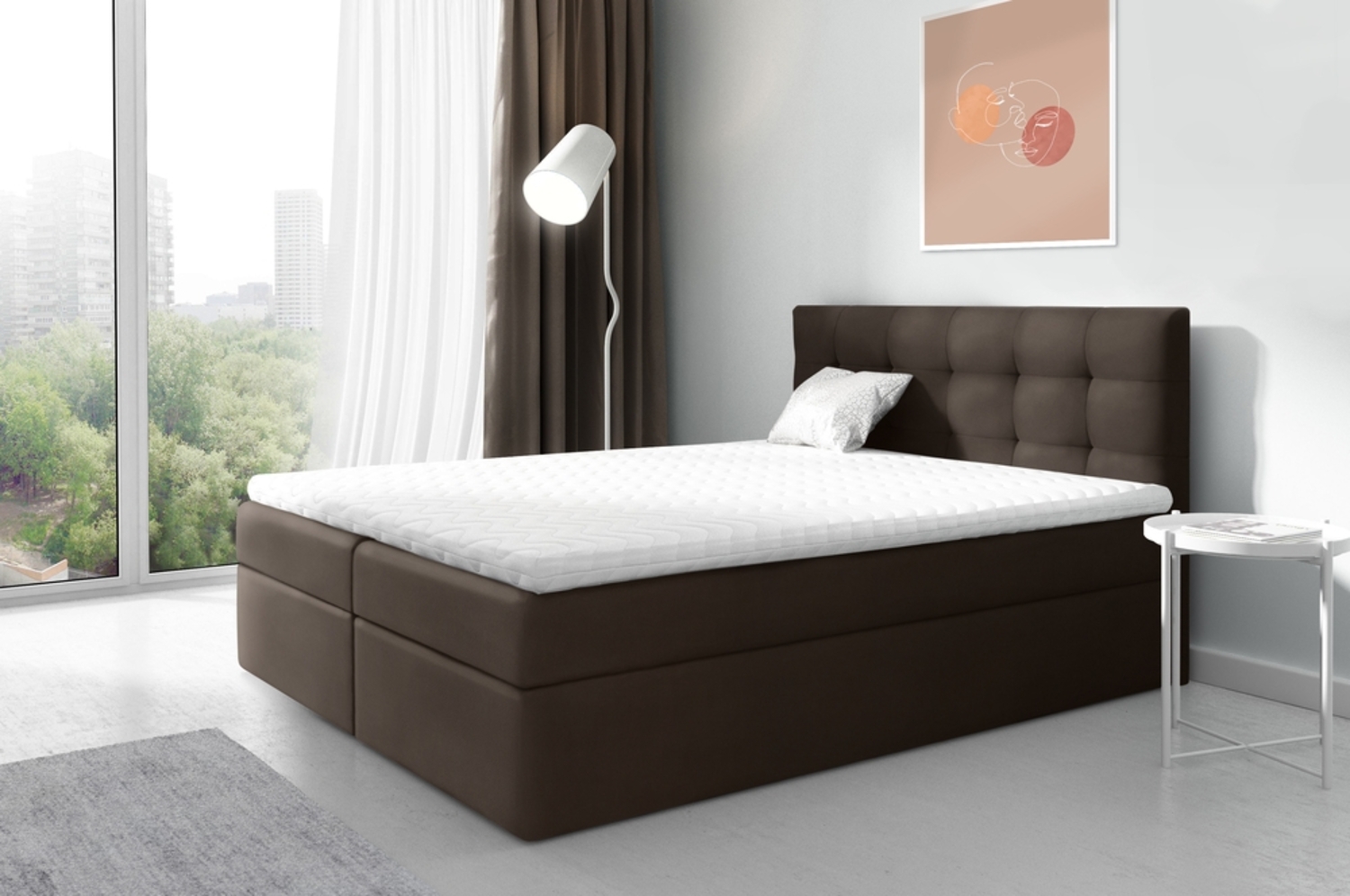 99rooms Ramiro Boxspringbett Velours JASMINE Braun 180x200 cm Bild 1