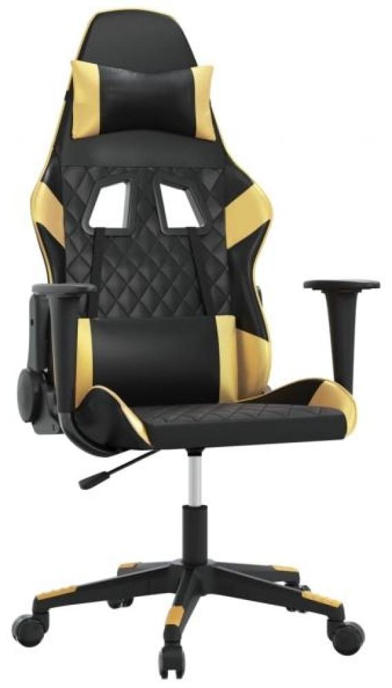 Gaming-Stuhl mit Massagefunktion Schwarz & Golden Kunstleder Bild 1