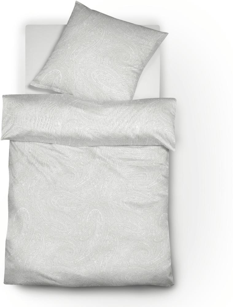 Fleuresse Jacquard Leinen-Bettwäsche Provence Prestige, silber, Größe 135x200 cm Bild 1