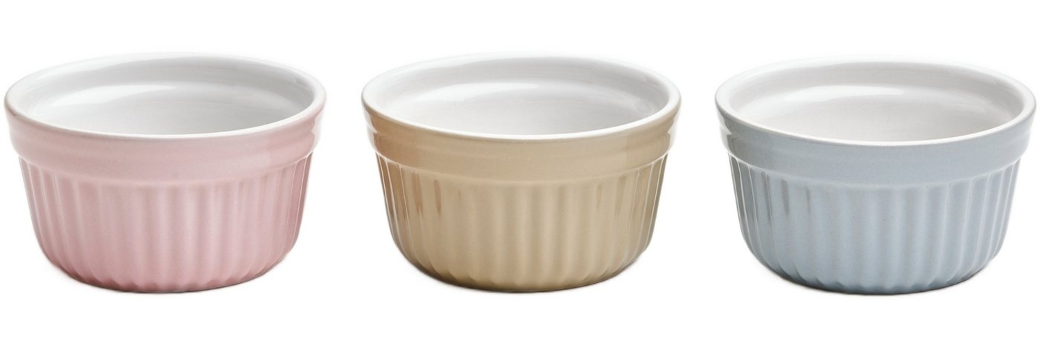 van Well Backform Ragout-Förmchen, Ø 10 cm, aus Steingut, rosa/beige/grau, 3er-Set, (Set 3-tlg), backofenfest bis 280 °C, spülmaschinenfest Bild 1