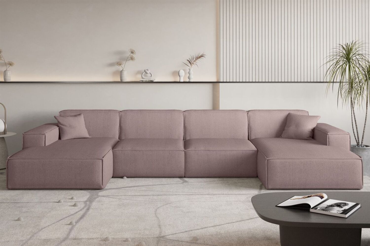 Wohnlandschaft Sofa U-Form CELES PREMIUM in Stoff Scala Lavendel Bild 1