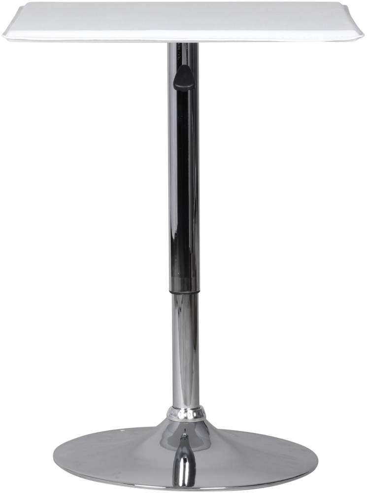 Stehtisch Bistrotisch höhenverstellbar Kunstleder Weiß Chrom modern quadratisch Bild 1