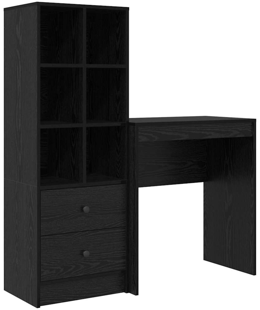 vidaXL Schreibtisch mit Stauraum mit Regal 2 pcs Schwarz Eichen-Optik 3337306 Bild 1