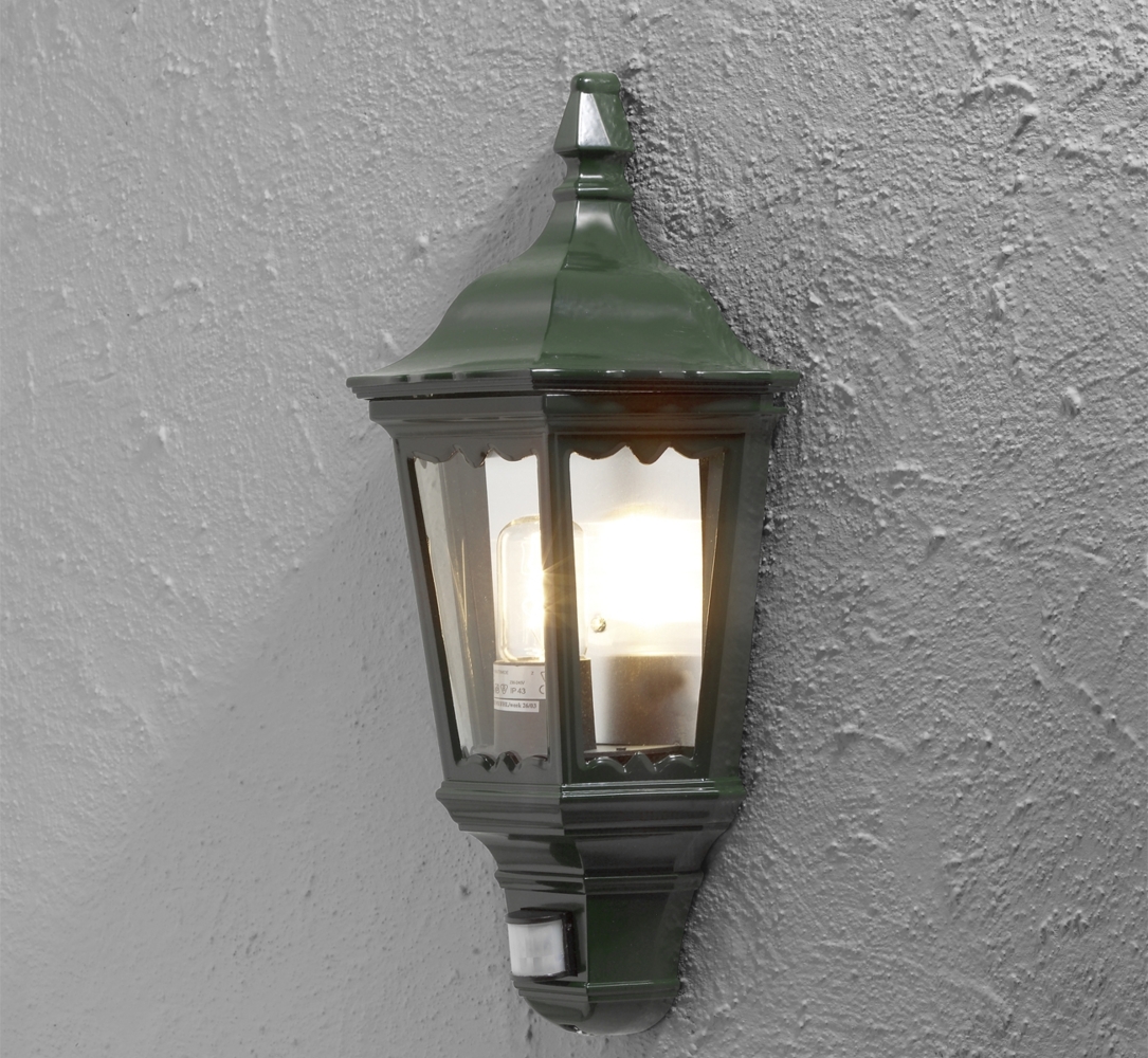 KONSTSMIDE No. 7230-600 Aussenwandleuchte Firenze mit Sensor E27 Alu Grün Bild 1
