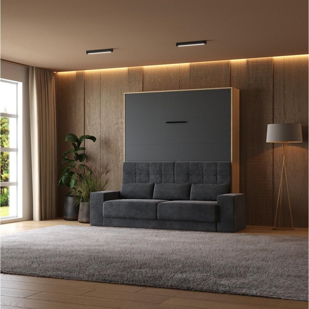 SMARTBett Schrankbett + SOFA Anthrazit M1 , Spanplatte Eiche/Anthrazit, 160x200 cm Bild 1