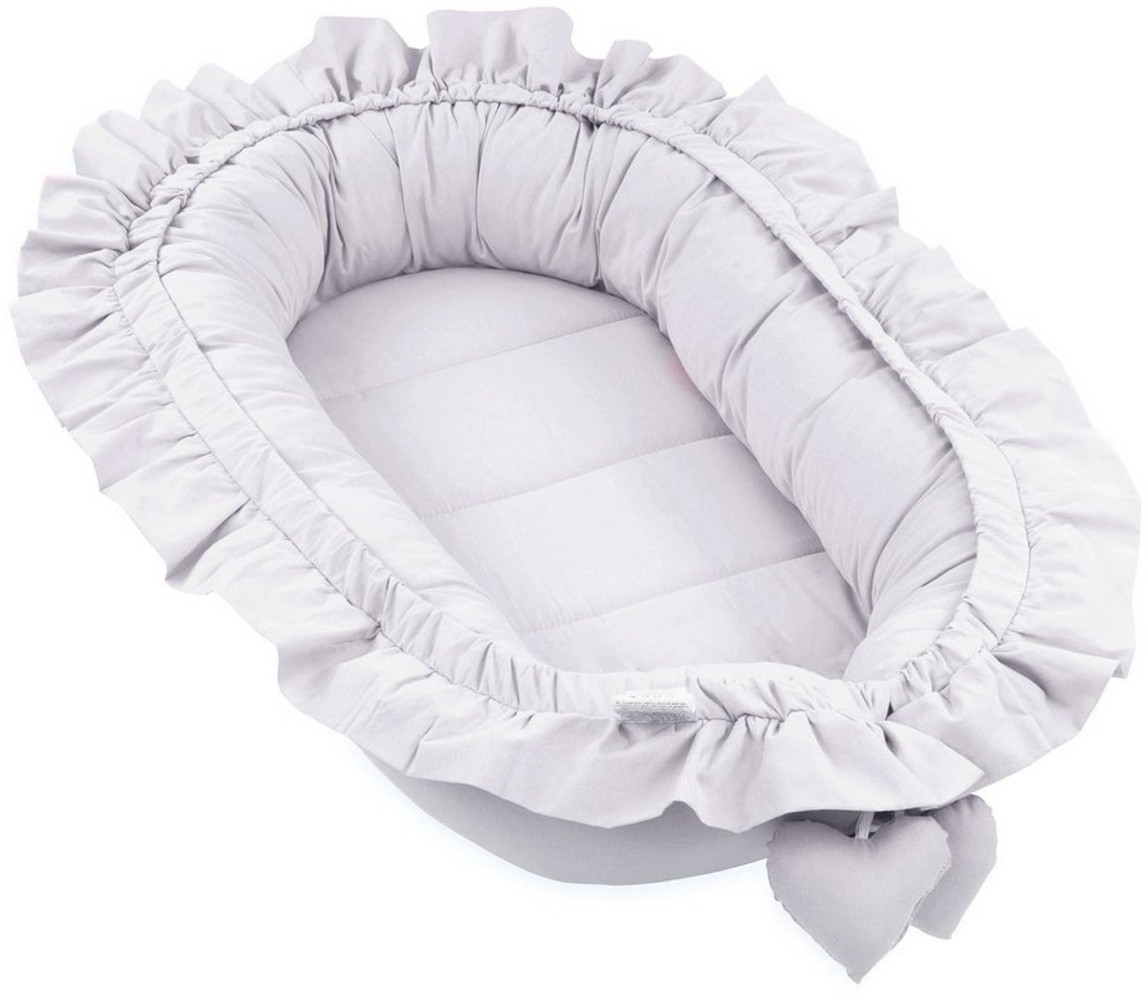 Babynestchen Baumwolle Kuschelnest für Neugeborene 90x50 cm - Baby Nestchen Bett Kokon Baumwolle Gräulich Bild 1