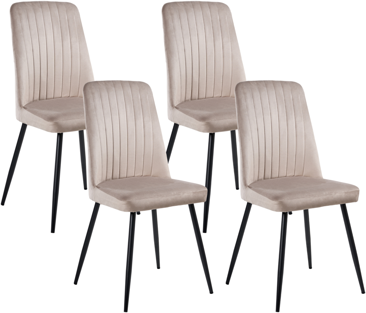 Esszimmerstuhl 4er Set KIRBY Samtstoff Beige Bild 1