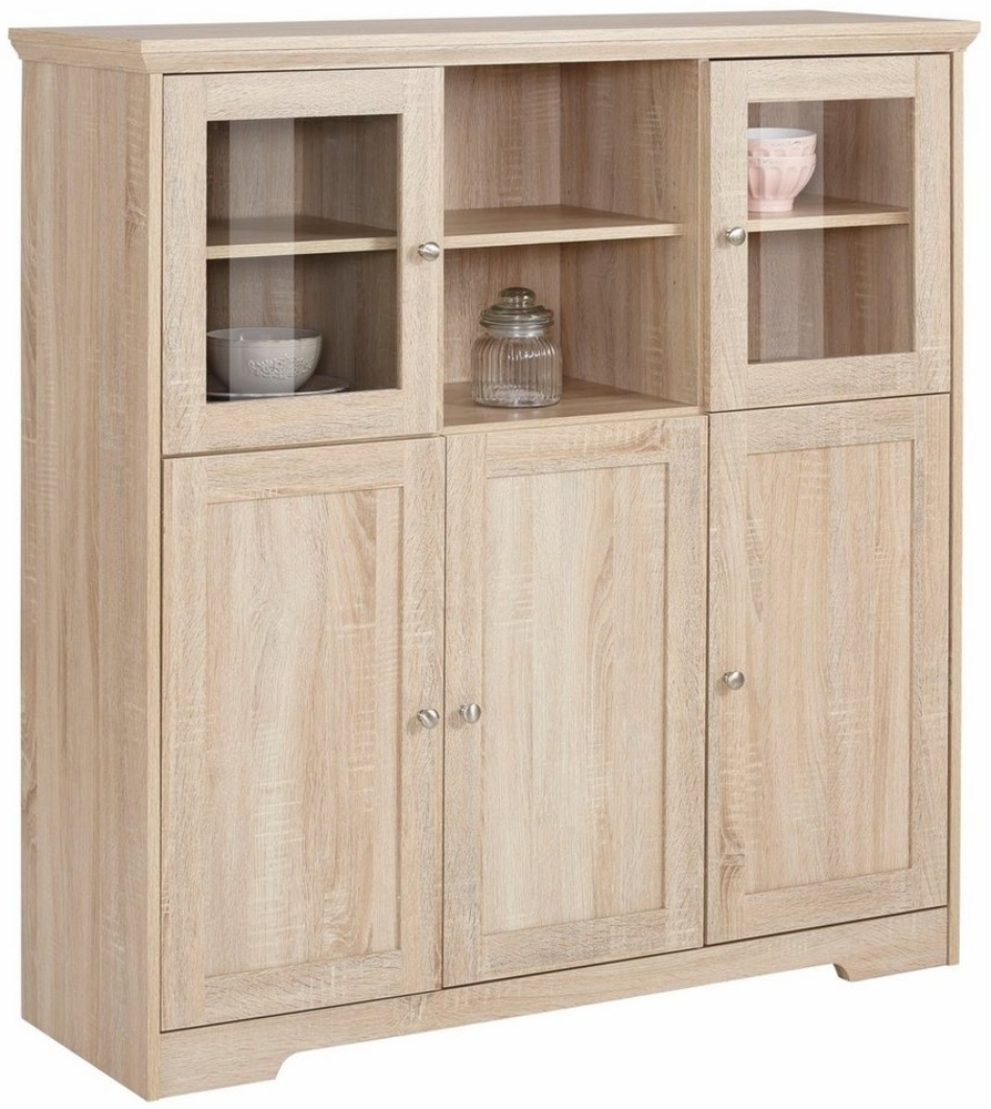 Home affaire Highboard Nanna, Vitrine in Eichen-Optik, Breite 118 cm Bild 1