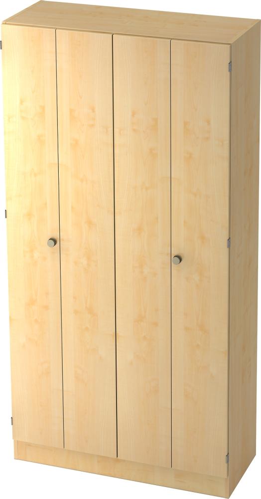 bümö office Aktenschrank mit Falttüren, Büroschrank 100cm breit in Ahorn - Ordnerschrank 5OH groß, Falttürenschrank für Akten, Ordner & Co. - Büro Schrank aus FSC-Holz, 6900-3-3-SG Bild 1