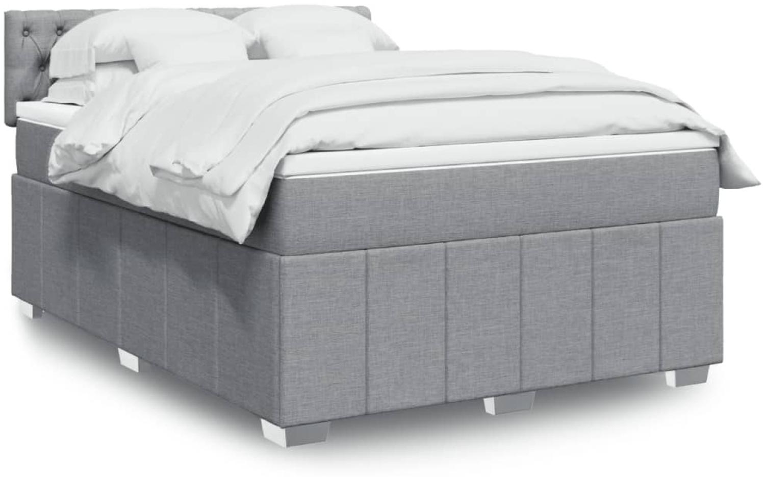 vidaXL Boxspringbett mit Matratze Hellgrau 140x190 cm Stoff 3289370 Bild 1