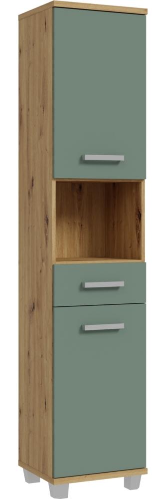 Seitenschrank >Veris < in Artisan Eiche/Salbei - 40,2x186,8x34,8cm (BxHxT) Bild 1