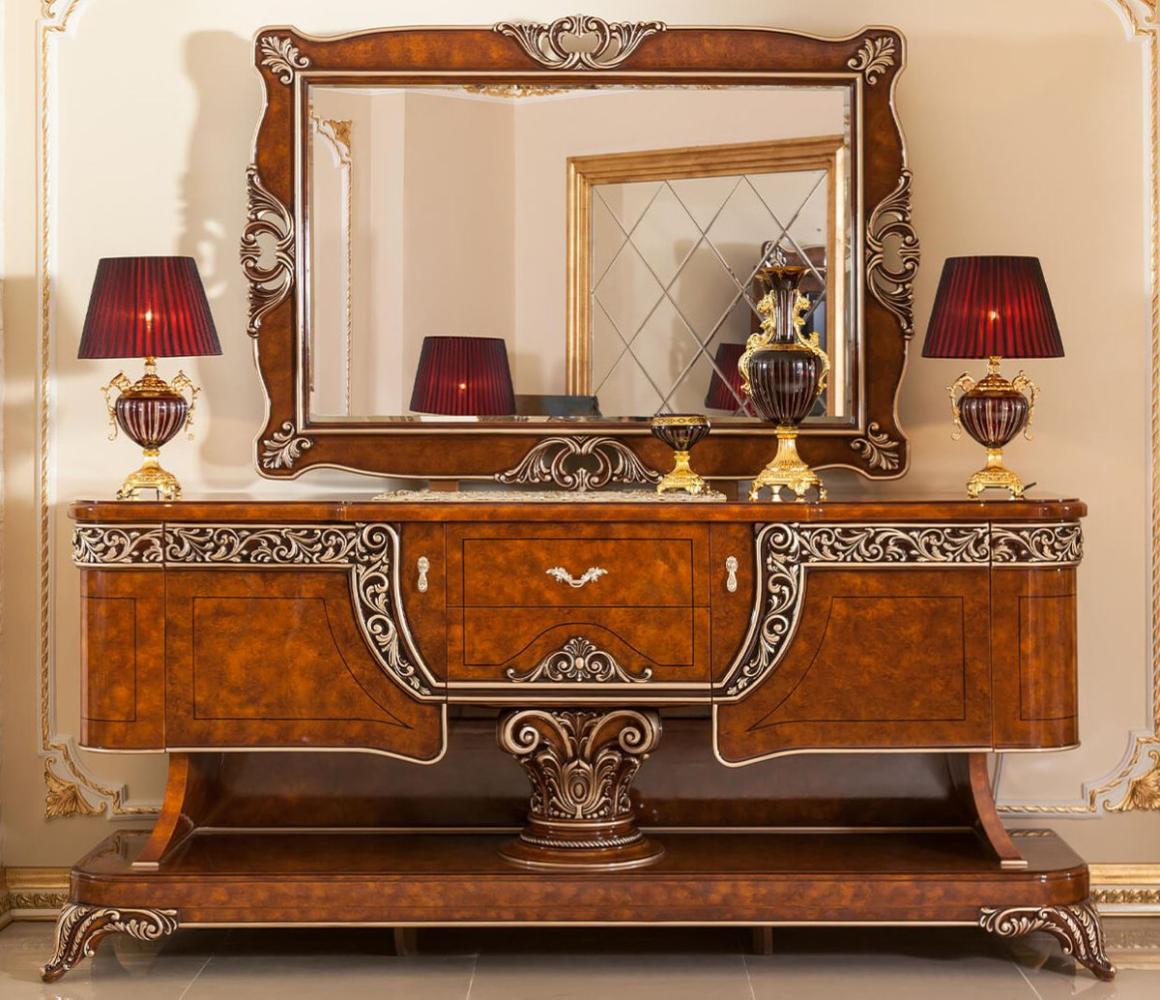 Casa Padrino Luxus Barock Möbel Set Braun / Bronzefarben - 1 Barock Sideboard & 1 Barock Wandspiegel - Handgefertigte Barock Möbel - Edel & Prunkvoll Bild 1