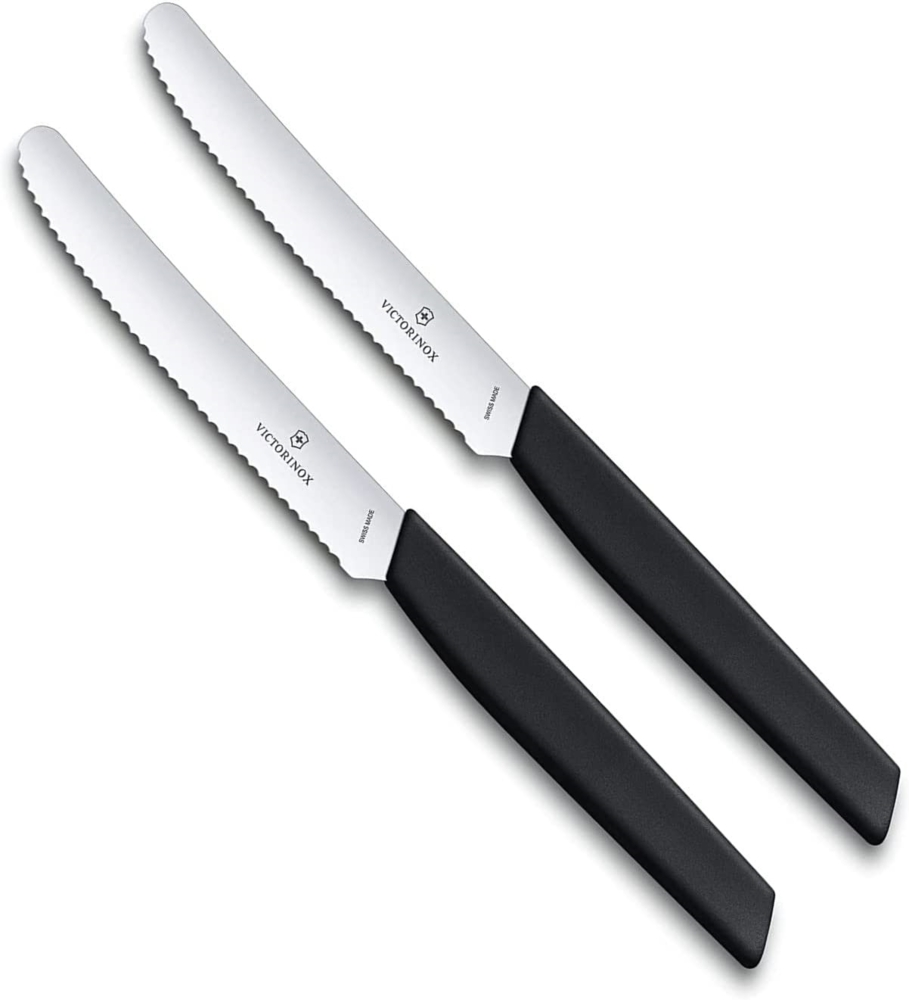 Victorinox 2 Stück Tafelmesser - Tomatenmesser Swiss Modern mit Wellenschliff rostfrei - Swiss Made - Schwarz Bild 1
