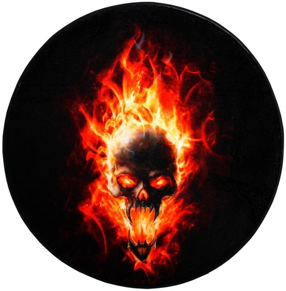 Sanilo Badematte Totenkopf Flammen, Höhe 15 mm, schnell trocknend, Polyester, rund, Memory Schaum Bild 1