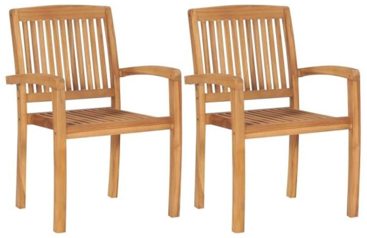 vidaXL Garten-Essstühle 2 Stk. Stapelbar Teak Massivholz 49387 Bild 1
