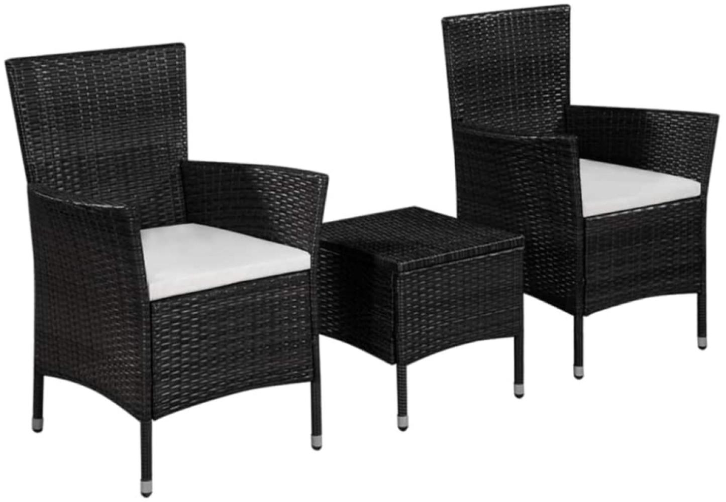 vidaXL 3-tlg. Bistro-Set Poly Rattan Schwarz 44094 Bild 1