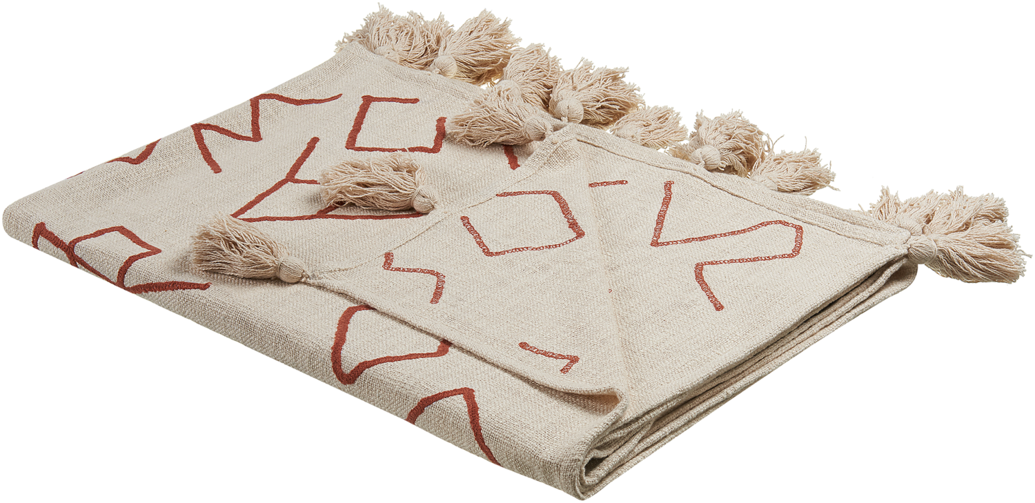 Kuscheldecke BHIWANI Baumwolle 130 x 180 cm Beige Geometrisches Muster Bild 1