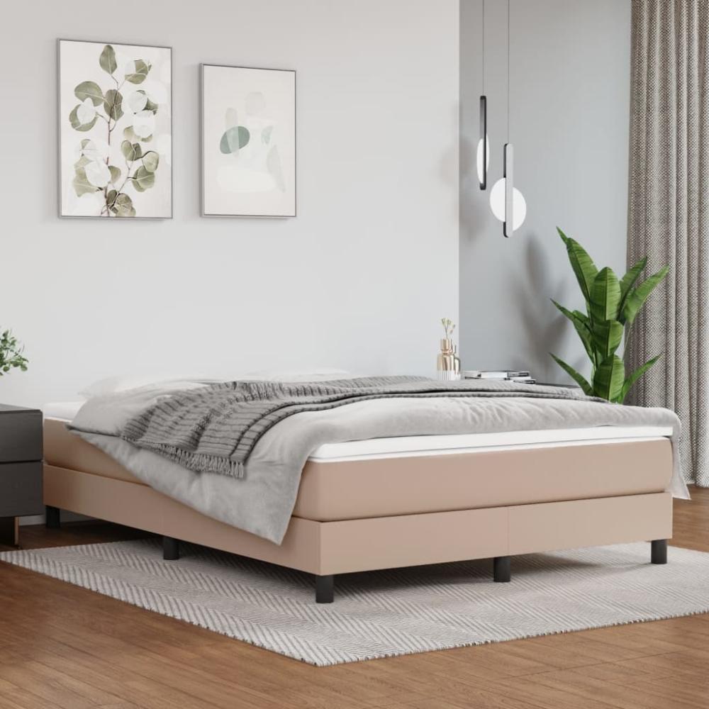 vidaXL Boxspringbett Matratze Cappuccino-Braun 140x200cm Kunstleder 3144266 Bild 1